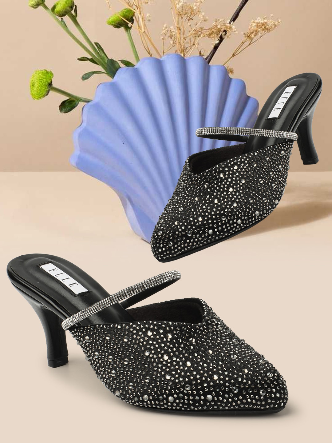Buy ELLE Embellished Kitten Heel Mules Heels for Women 23905550 Myntra