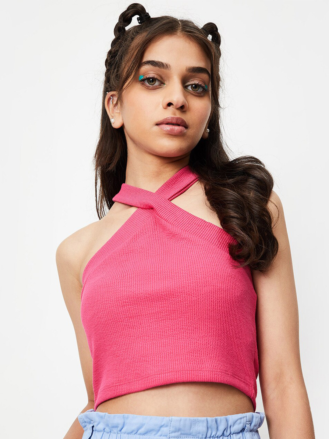Buy Max Girls Halter Neck Fitted Crop Top - Tops for Girls 23906644 ...