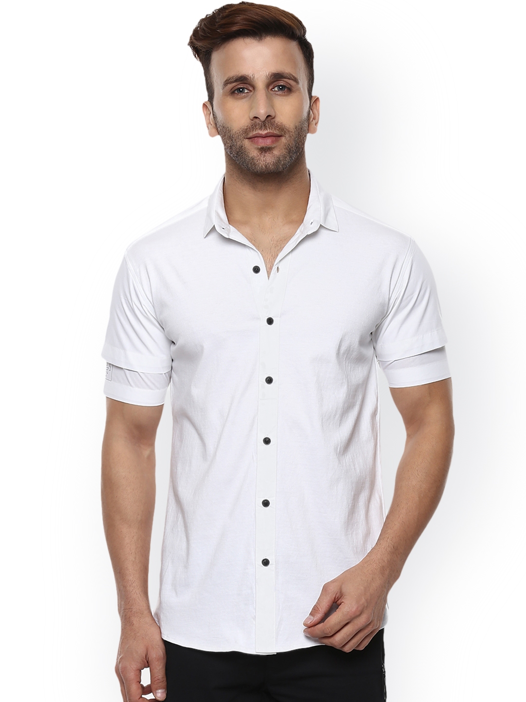 Buy Mufti Men White Slim Fit Solid Casual Shirt - Shirts for Men ...