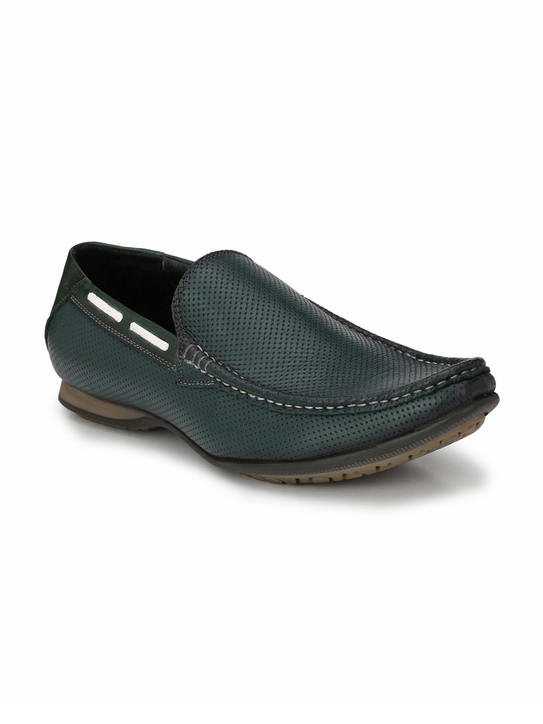 Buy Hitz Men Teal Green Leather Loafers Casual Shoes for