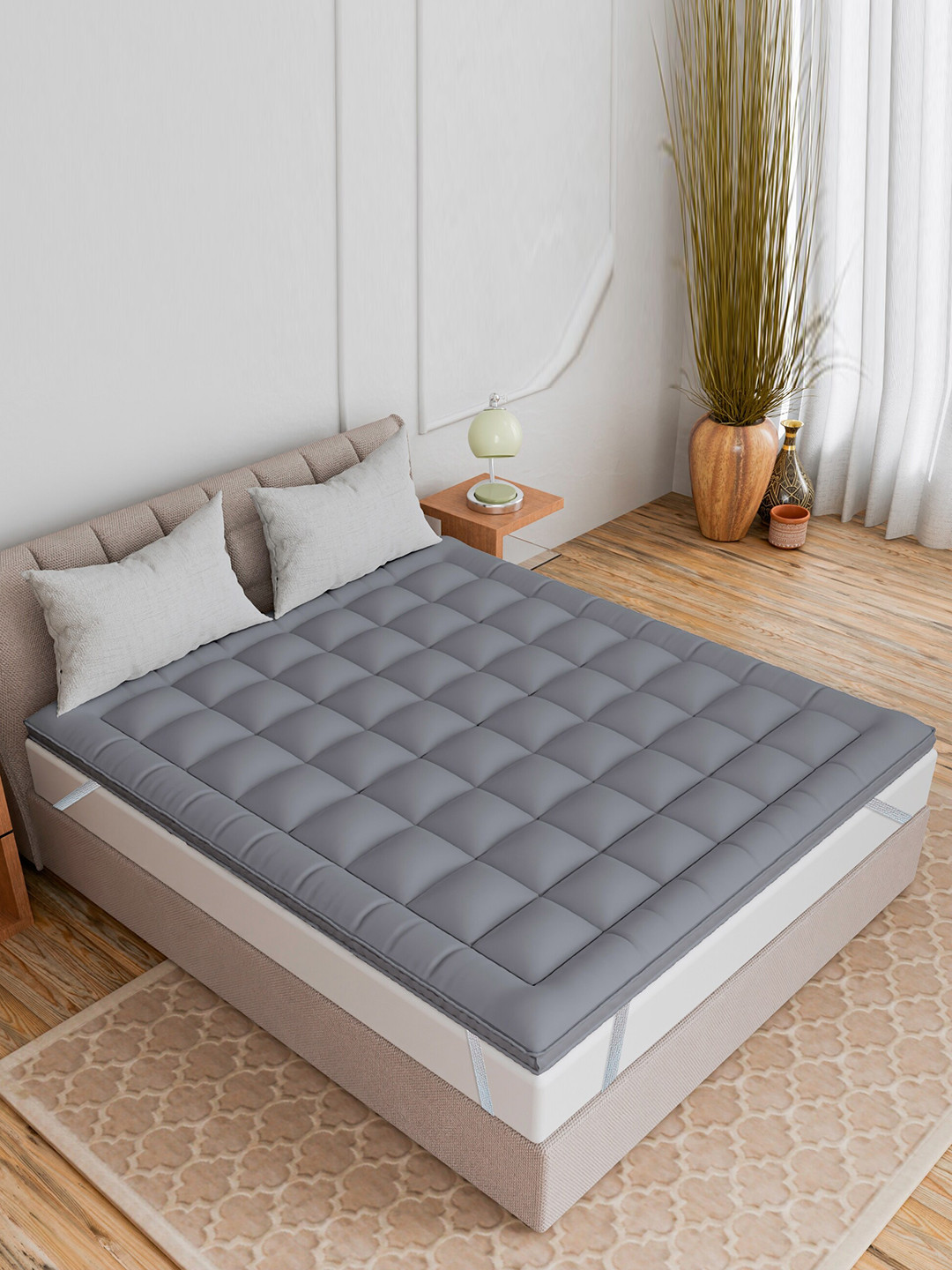 Buy CURIOUS LIFESTYLE Grey 1000 GSM Microfibre Cotton King Size Mattress Topper Mattress