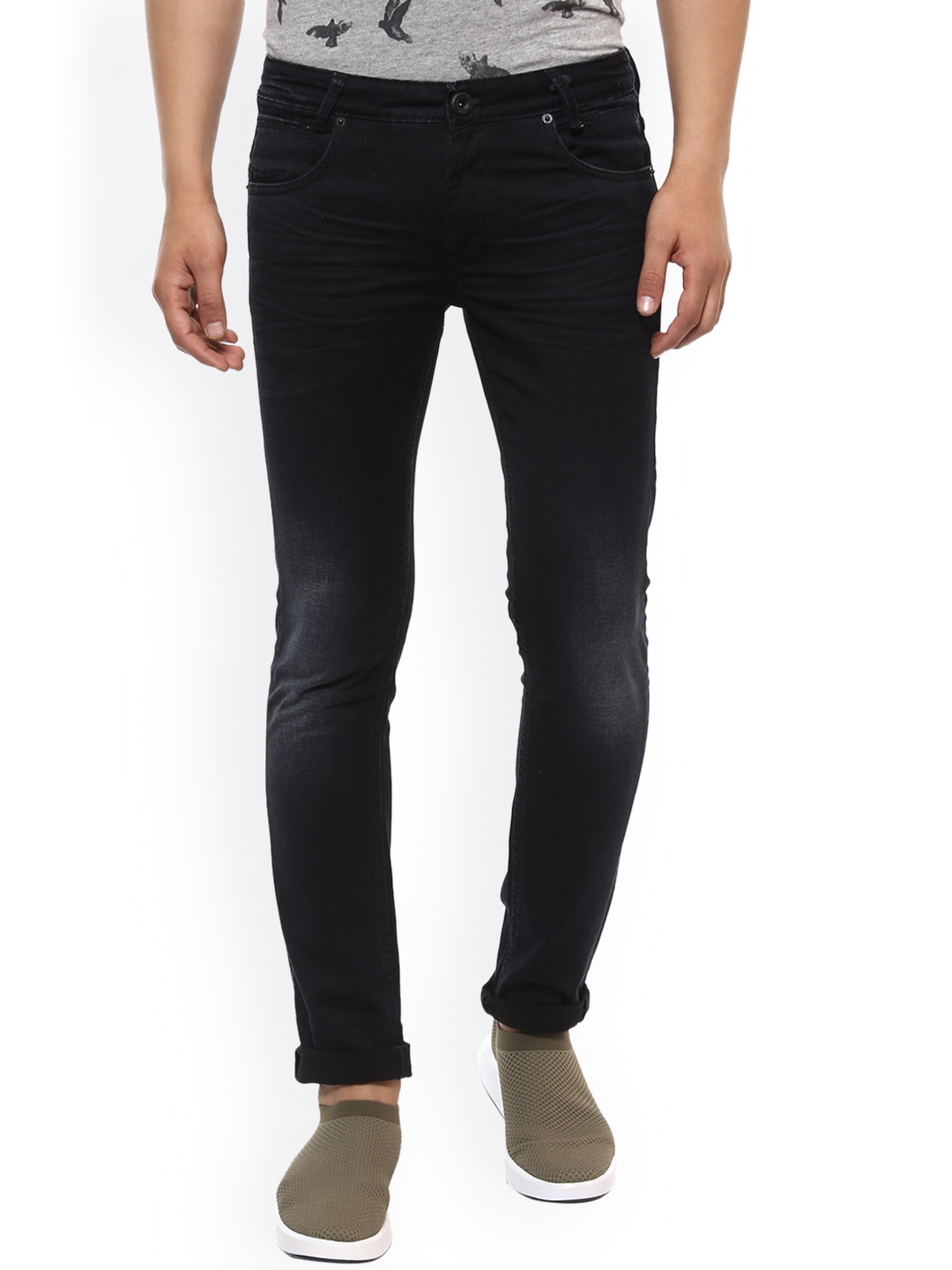 Buy Mufti Men Black Slim Fit Mid Rise Clean Look Stretchable Jeans - Jeans for Men 2391737 | Myntra
