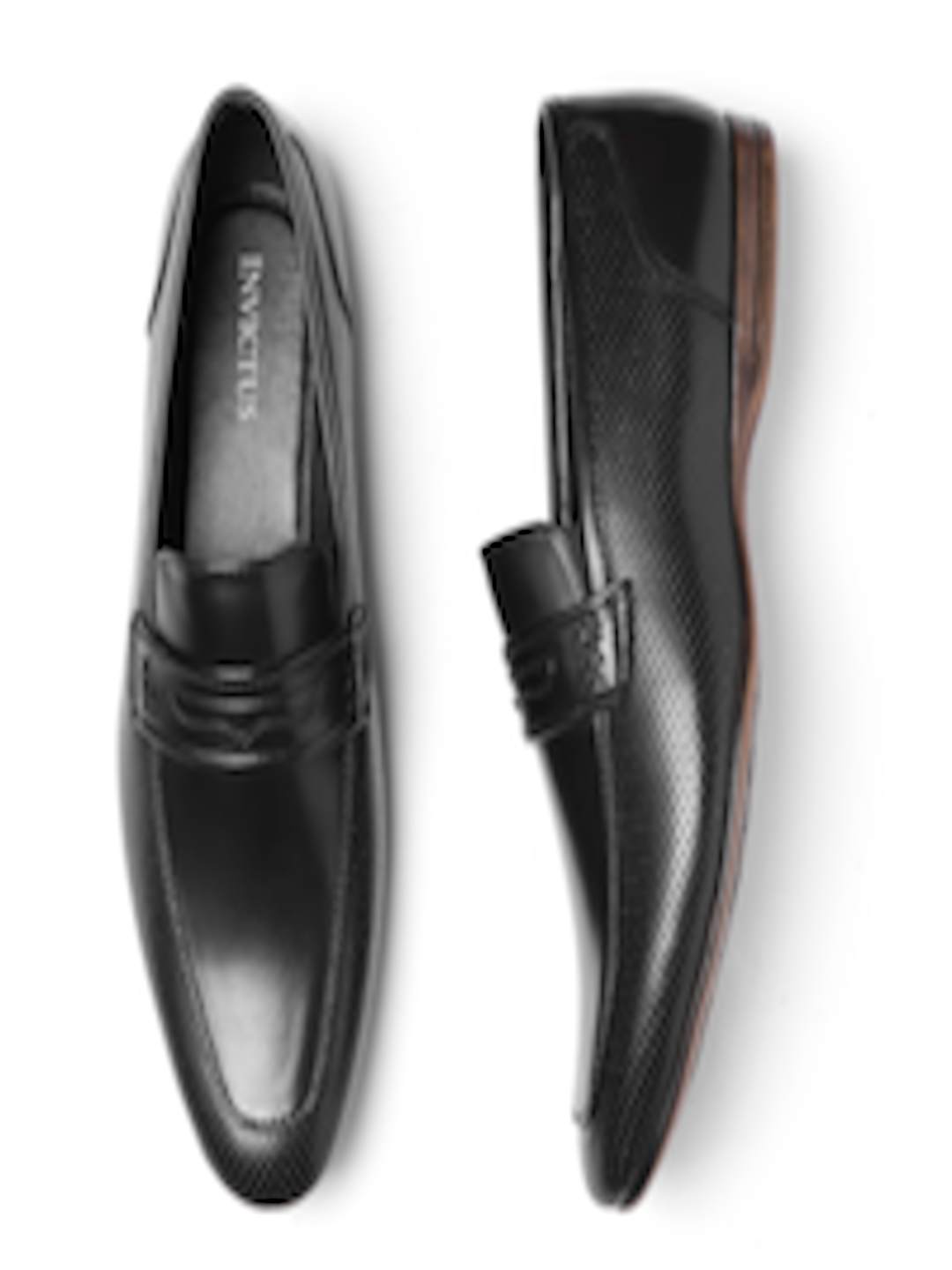 Buy INVICTUS Men Black Textured Semiformal Slip Ons - Formal Shoes for ...