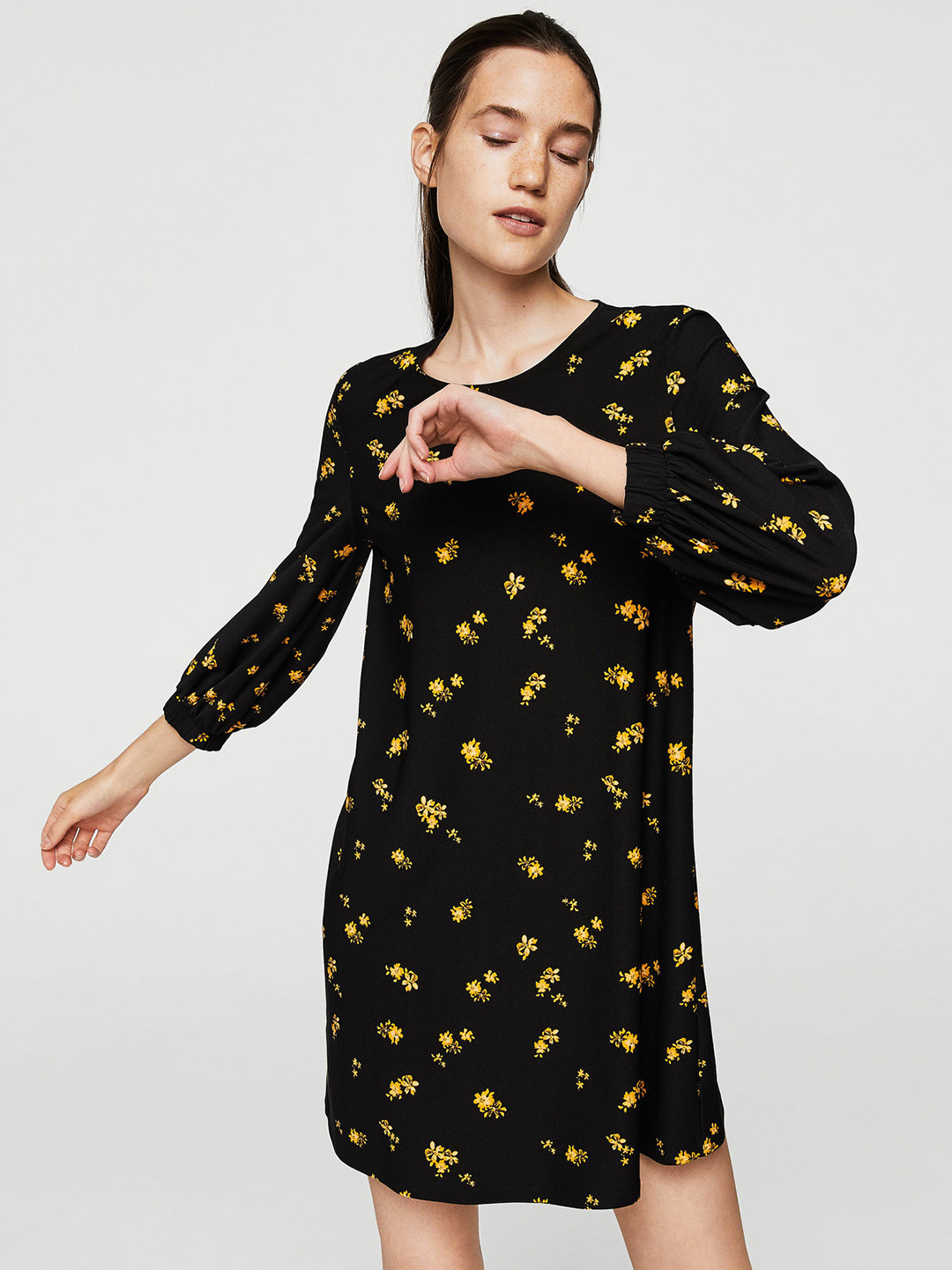 Buy MANGO Women Black Printed A Line Dress - Dresses for Women 2393678 ...
