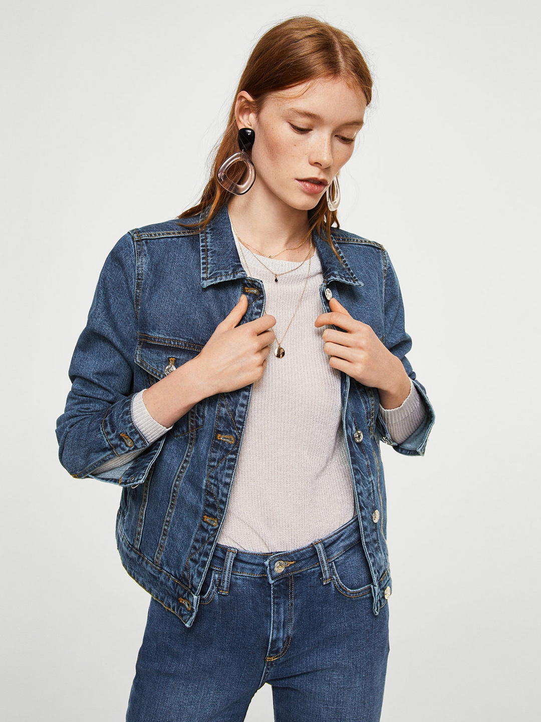 Buy MANGO Women Blue Washed Denim Jacket Jackets for Women 2393697