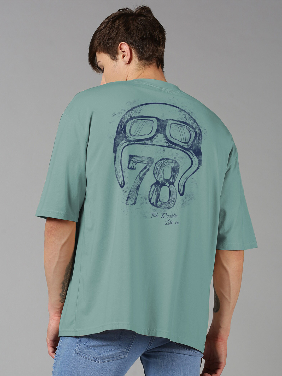 Turbo Printed Oversized Blue T-Shirt main image 0