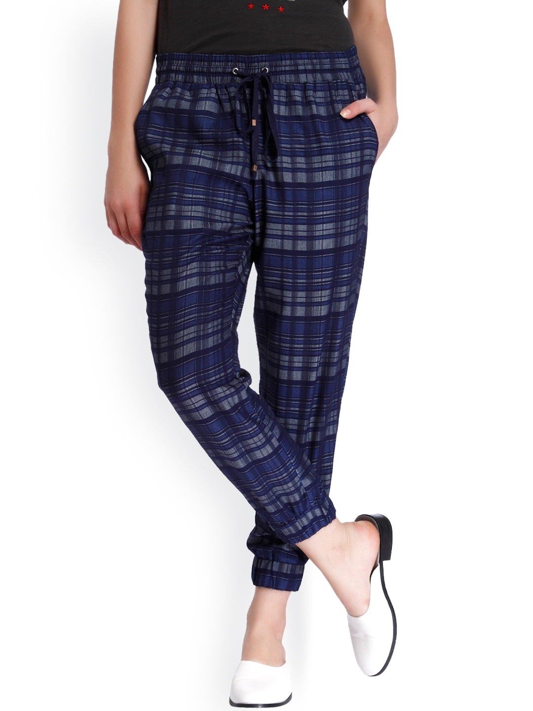smart checked joggers