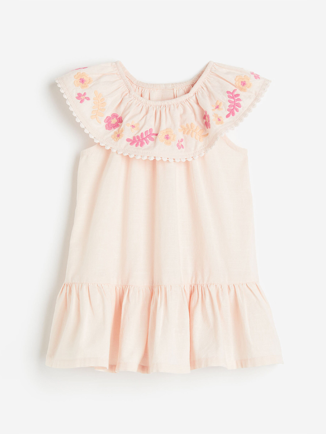 Buy H&M Infant Girls Pure Cotton Flounce Trimmed Dress Dresses for