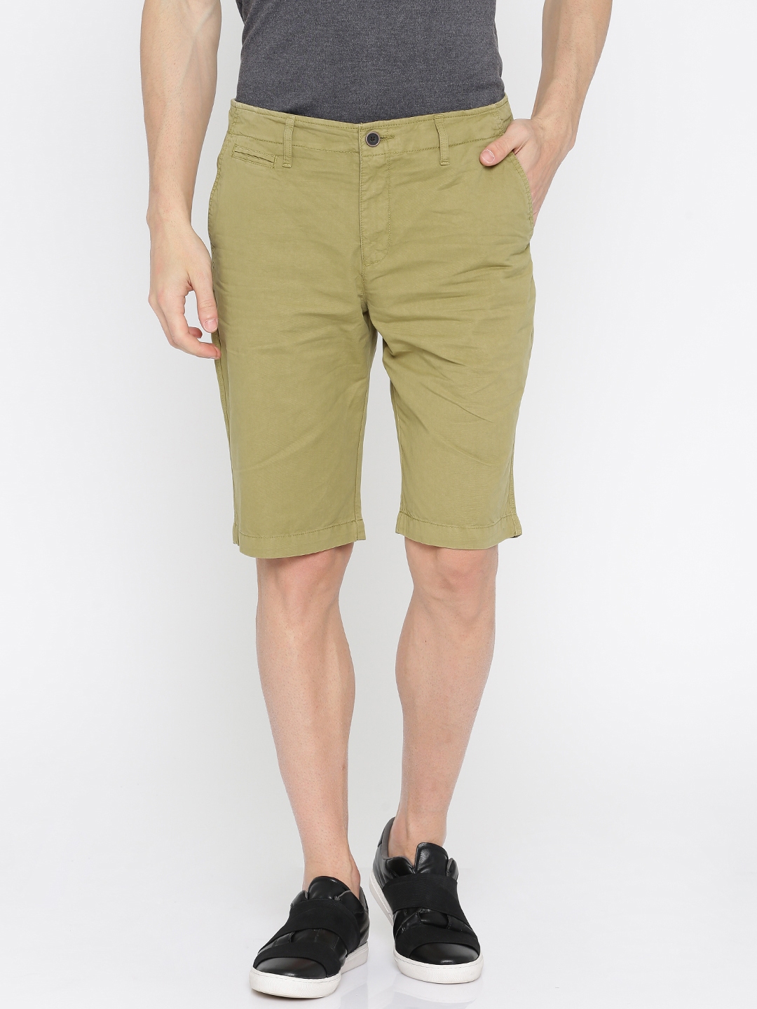 Buy Nature Casuals Men Olive Green Solid Slim Fit Chino Shorts - Shorts ...