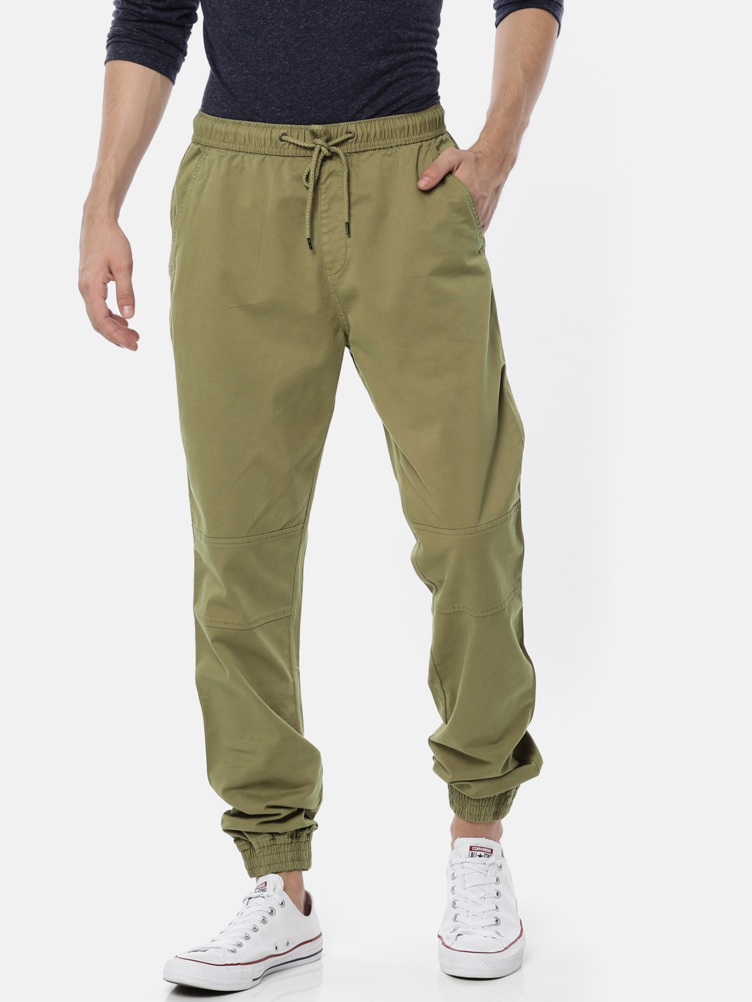 Buy Nature Casuals Men Khaki Regular Fit Solid Joggers - Trousers for ...