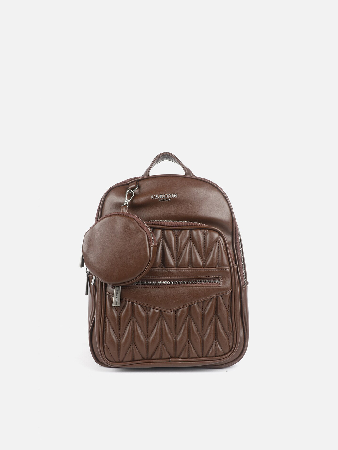 Buy Carlton London Backpack With Quilted Details & Comes With Pouch