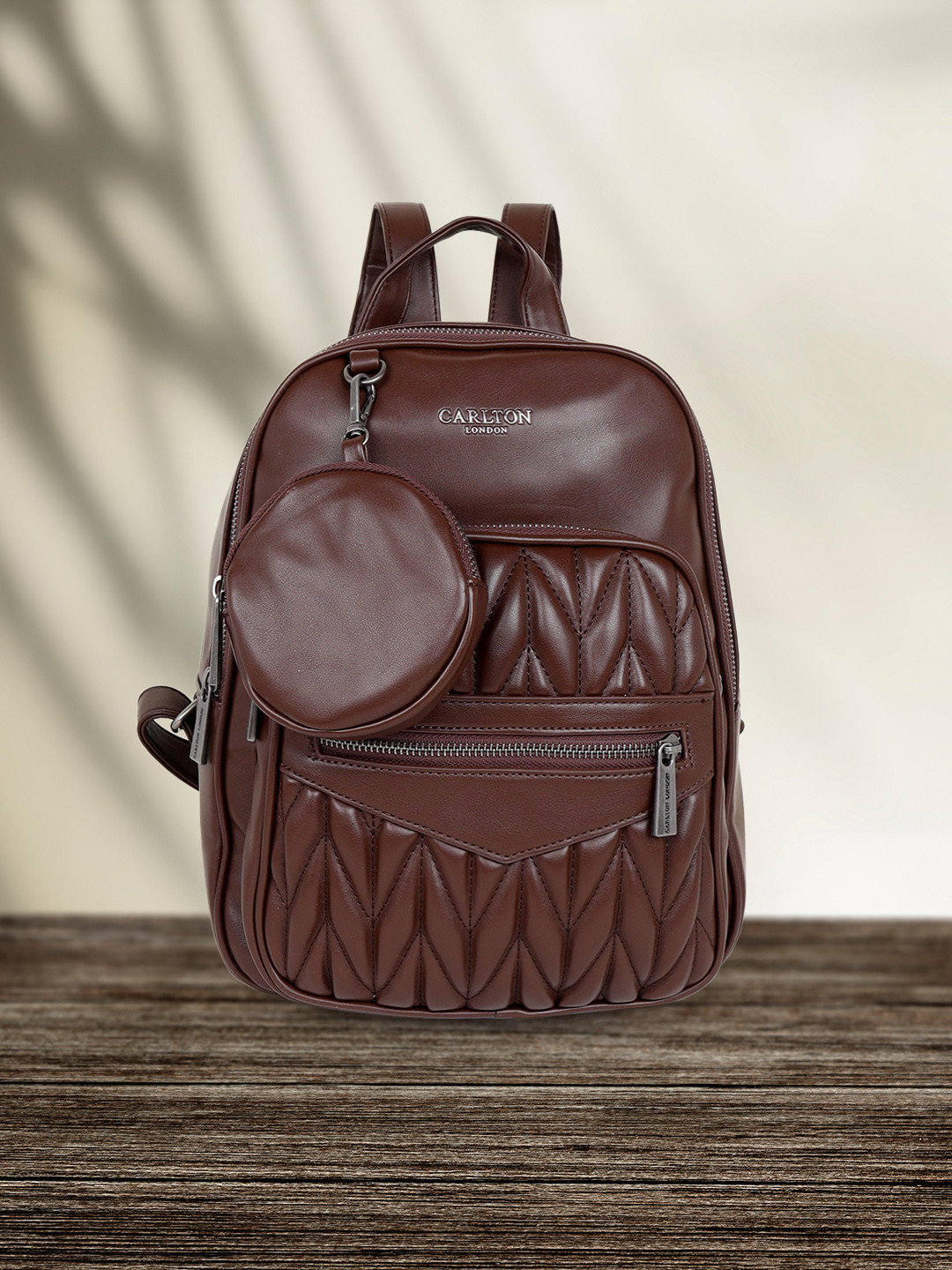 Buy Carlton London Backpack With Quilted Details & Comes With Pouch