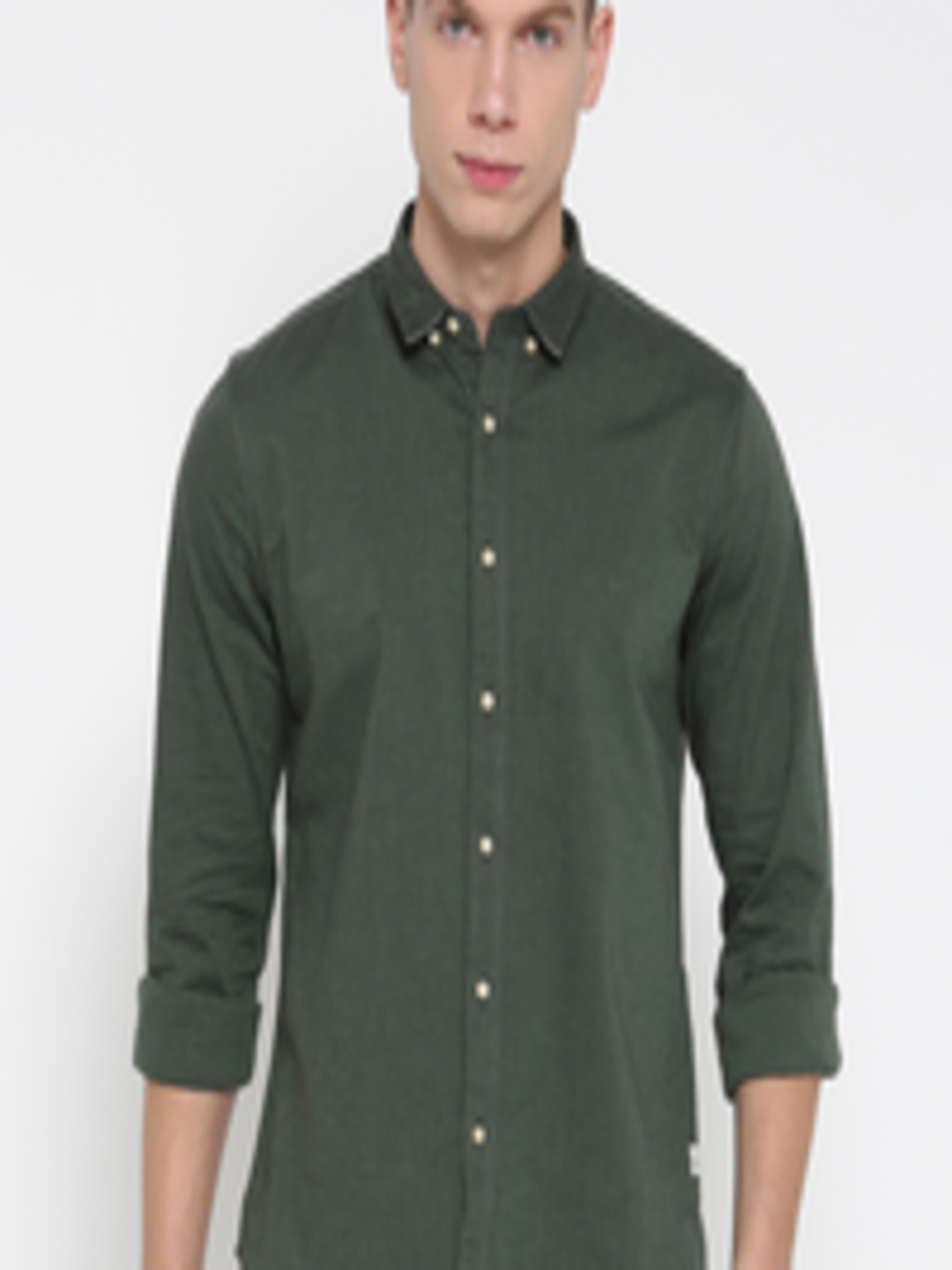 Buy Blackberrys Men Dark Green Slim Fit Solid Casual Shirt - Shirts for ...