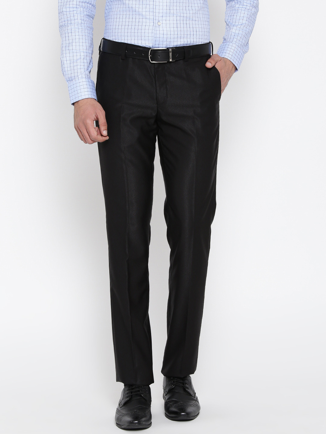Buy Blackberrys Men Black Sharp Fit Solid Formal Trousers Trousers for Men 2397885 Myntra