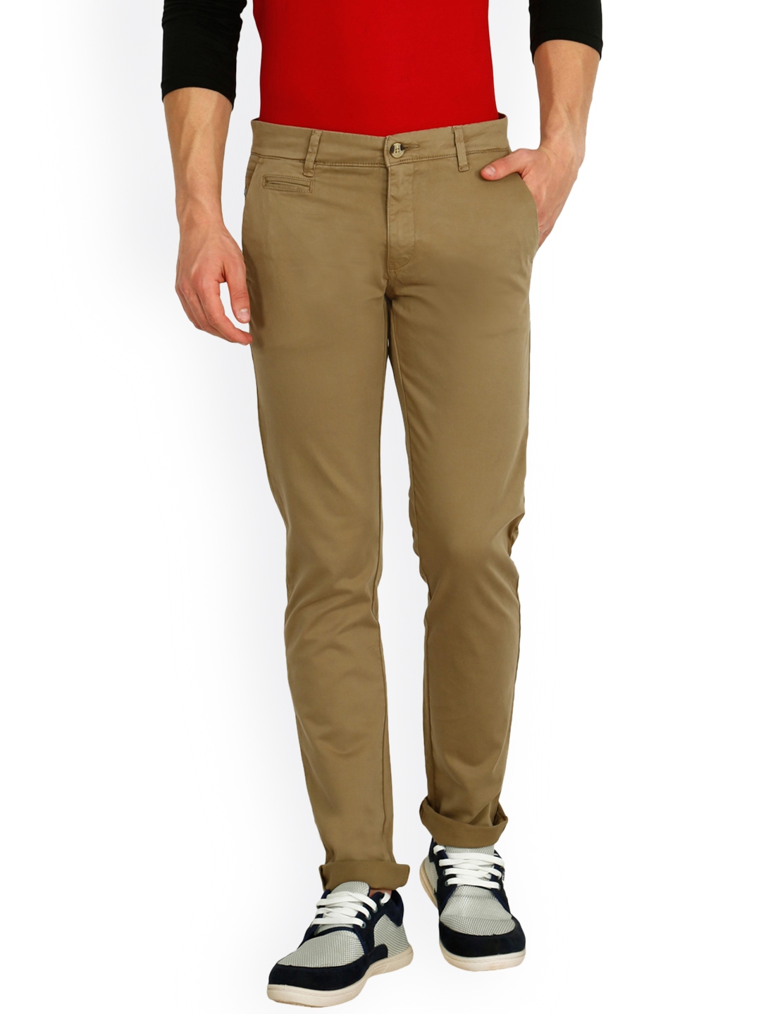 Buy RICK ROGUE Men Khaki Slim Fit Solid Chinos - Trousers for Men ...