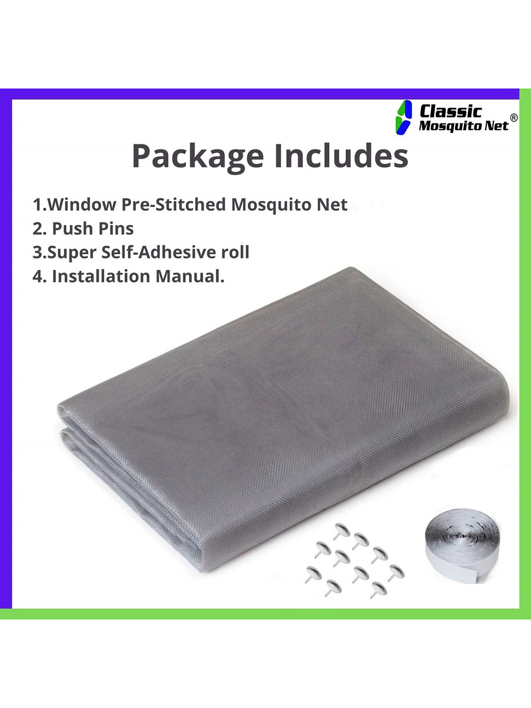 Buy Classic Mosquito Net Grey Self Adhesive Hook Pre Stitched Window