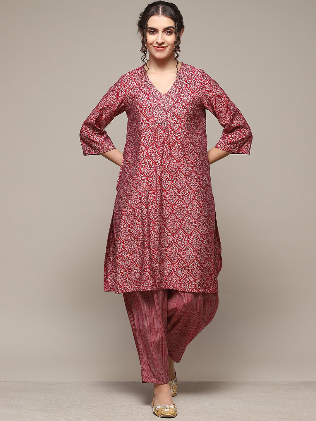 Buy Biba Ethnic Motifs Printed Regular Thread Work Kurta With Patiala
