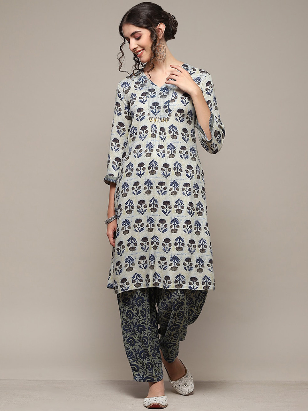 Buy Biba Floral Printed Regular Sequinned Kurta With Patiala Kurta