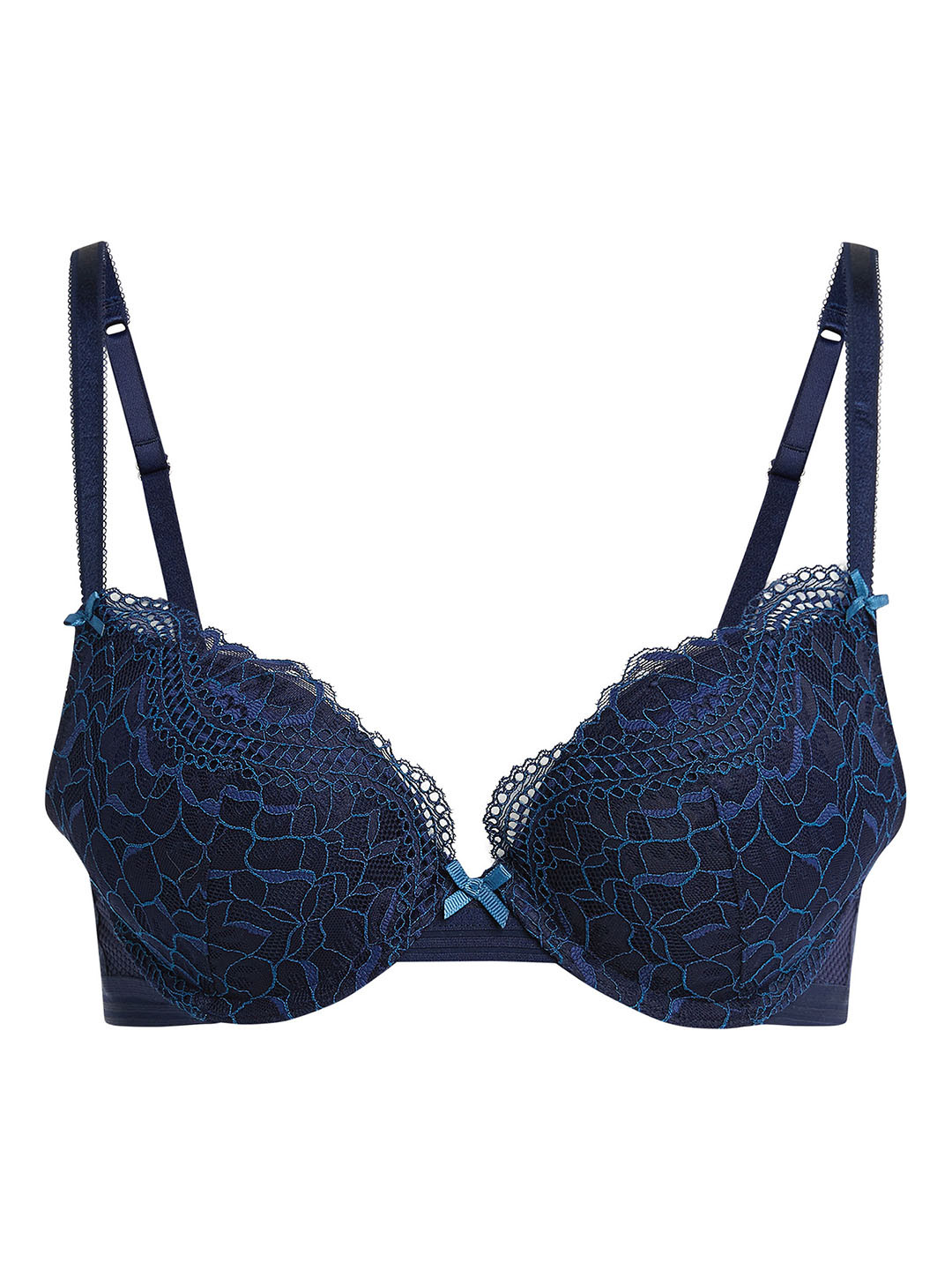 Buy Next Navy Blue Lace Underwired Non Padded Push Up Bra Bra for