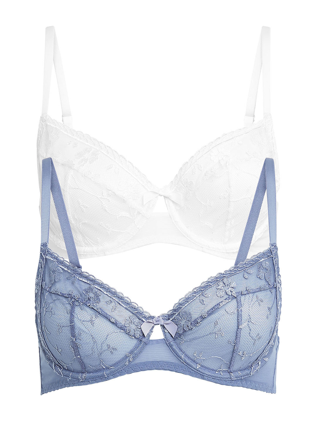 Buy Next Pack Of 2 Blue & White Solid Underwired Non Padded