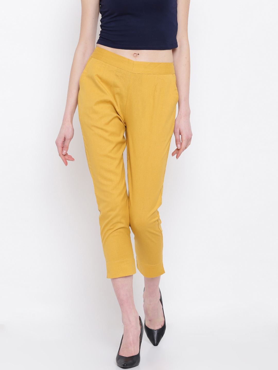 yellow leather trousers