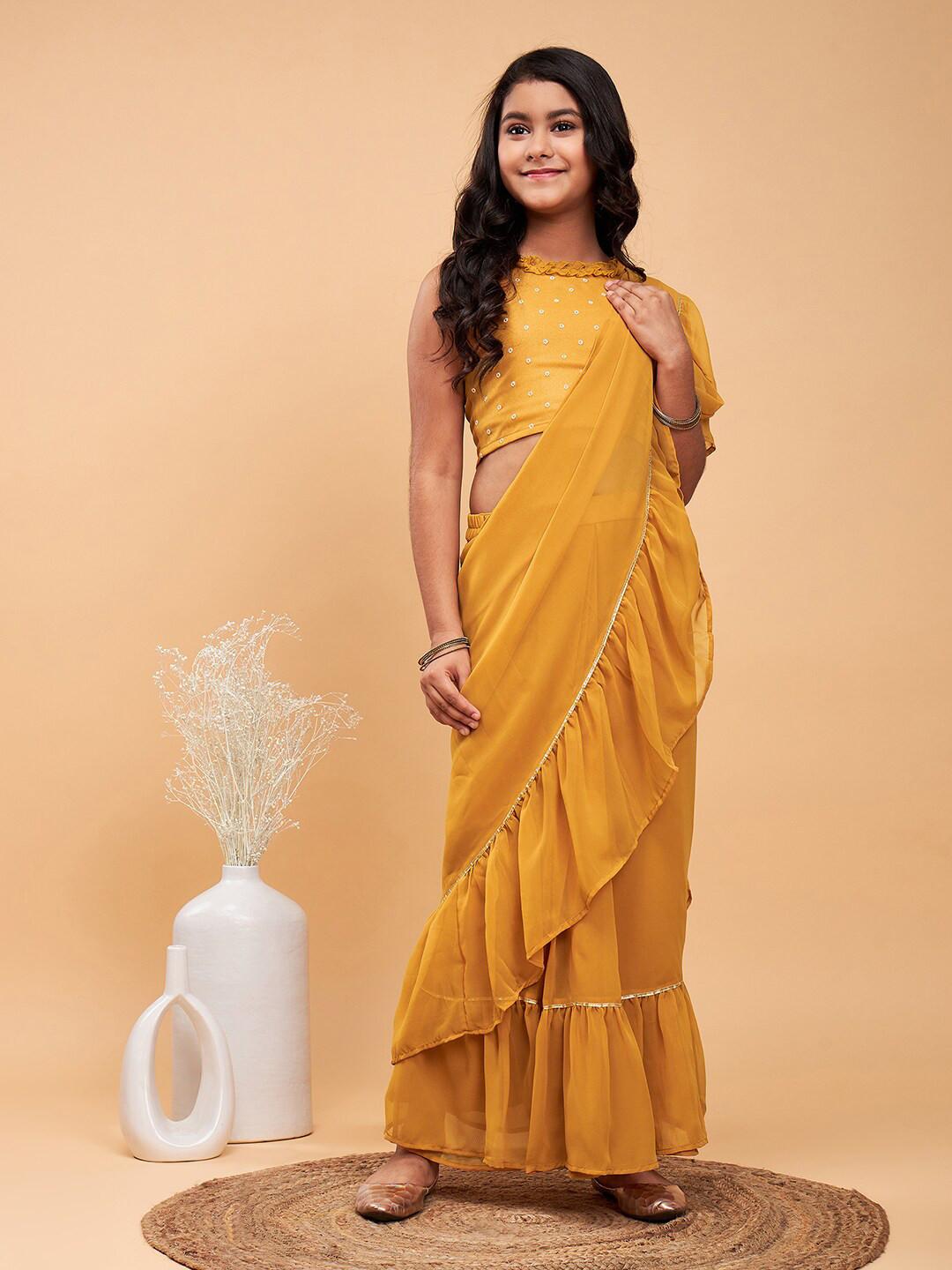 Fashion Bug Sarees 2026.Buy Stylo Bug Girls Ready To Wear Ruffles Saree - Sarees for Girls ...