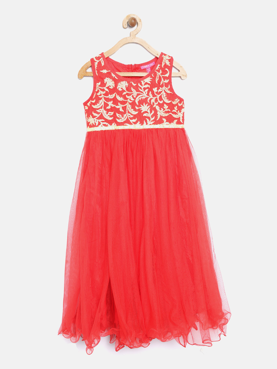 Buy Biba Girls Red Solid Net Maxi Dress Dresses for Girls 2400334