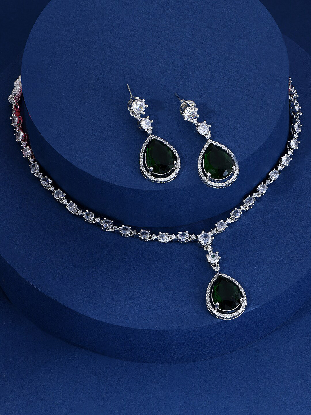 Buy Fida Silver Plated AD Studded Jewellery Set Jewellery Set for