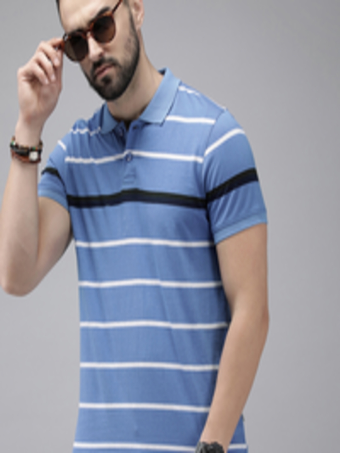 Buy Roadster Men Striped Polo Collar T Shirt - Tshirts for Men 24009892 ...