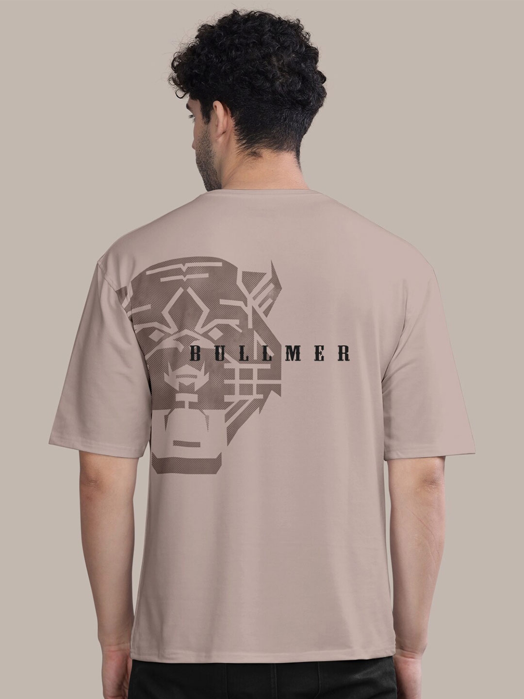 bullmer graphic printed round neck oversized cotton t shirt