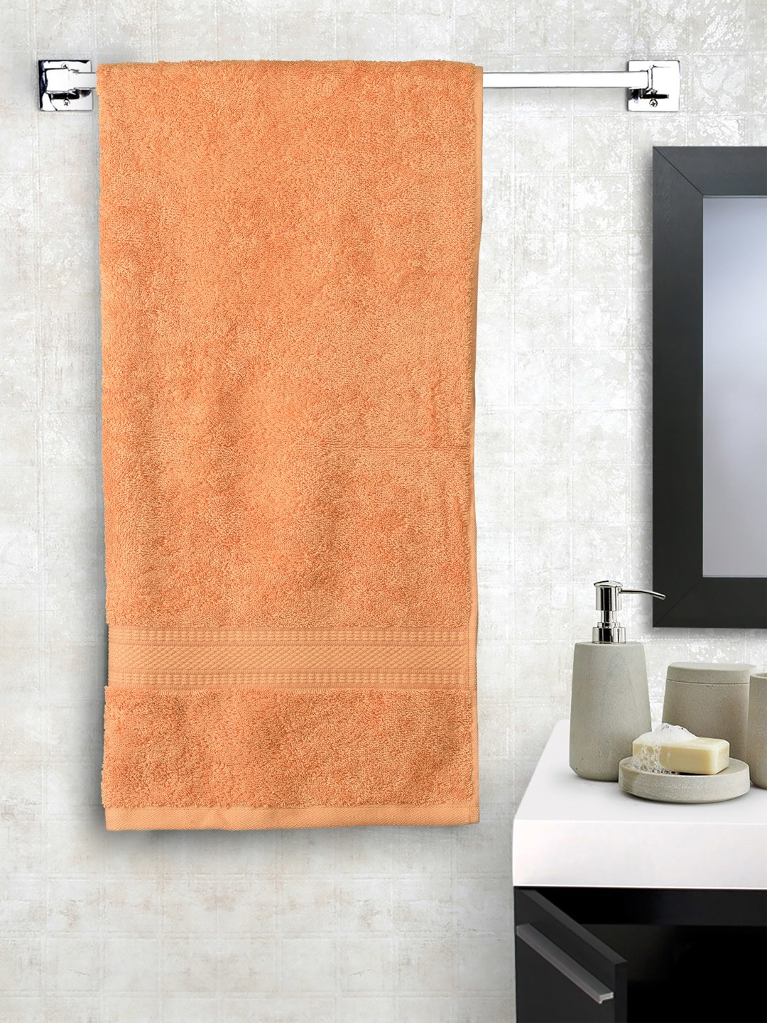 Buy Trident Orange Cotton 550 GSM Bath Towel Bath Towels for Unisex