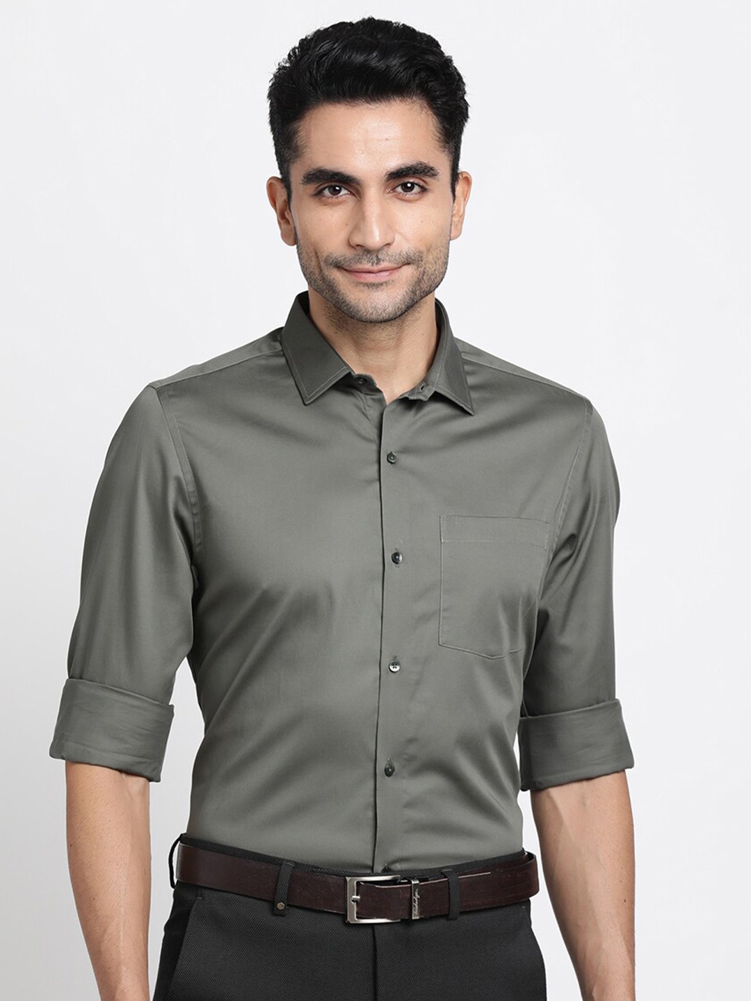 Buy Turtle Modern Spread Collar Slim Fit Pure Cotton Formal Shirt ...