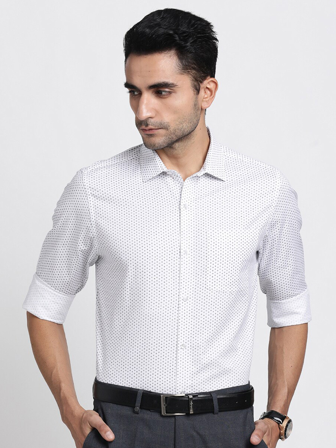 Buy Turtle Modern Slim Fit Micro Ditsy Printed Pure Cotton Formal Shirt ...