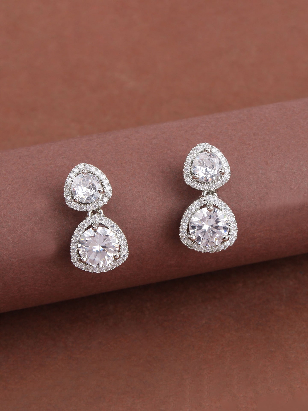 Buy Mirana Rhodium Plated American Diamond Studded Studs Earrings - Earrings for Women 24034968 ...