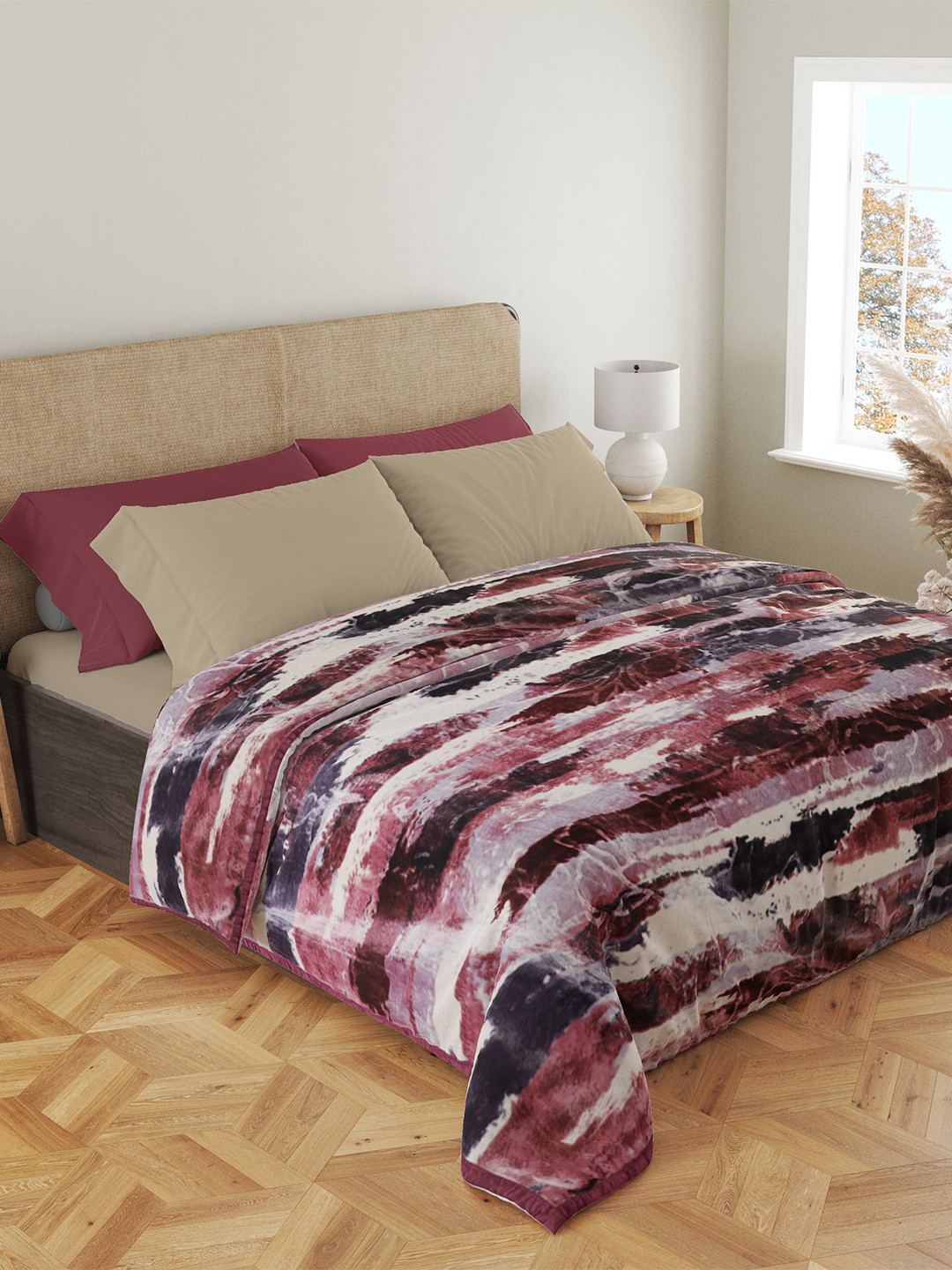 Buy Nivasam Urbana Purple & Maroon Mink Heavy Winter Double Bed Blanket