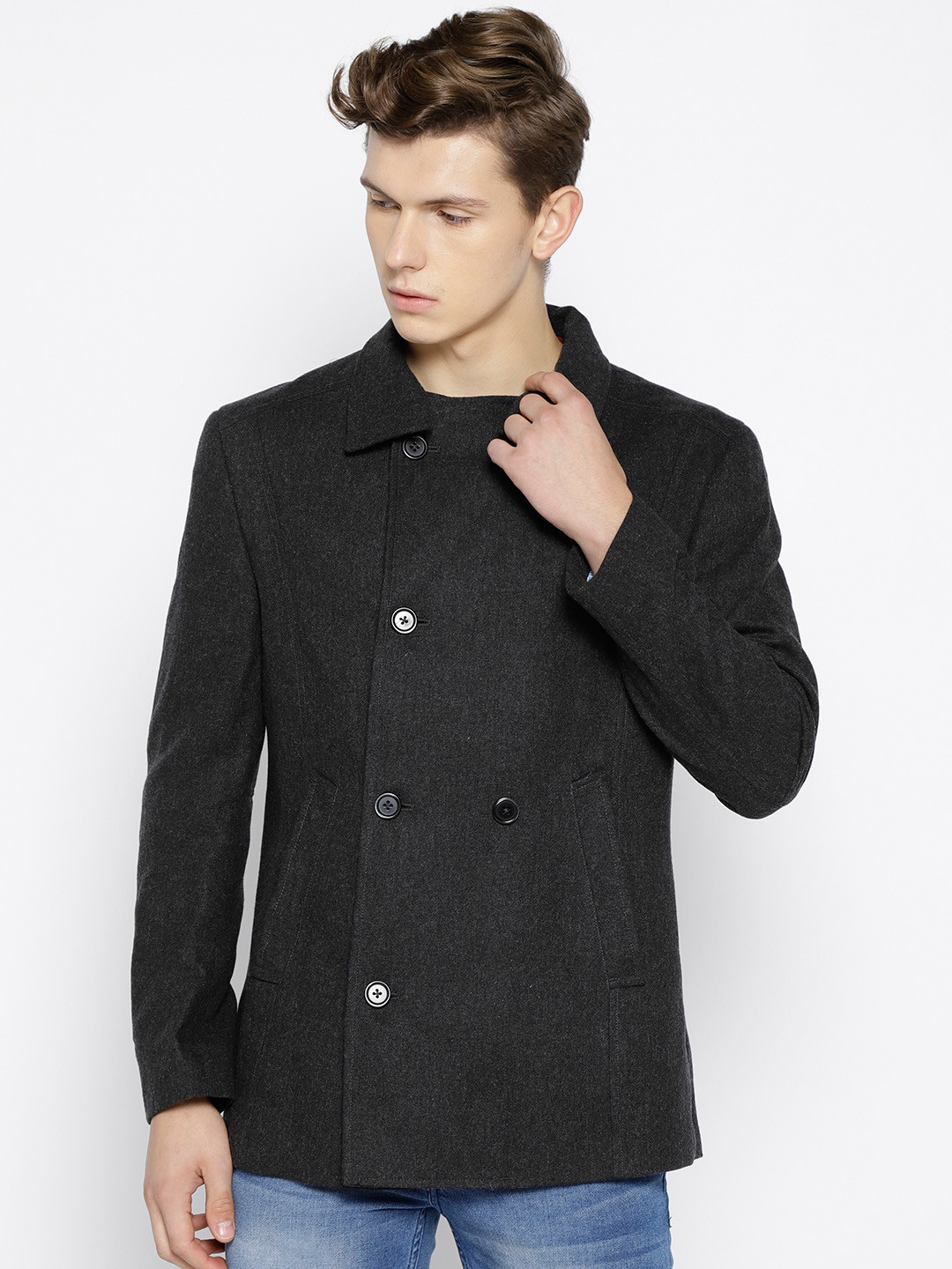 Buy Theme Charcoal Grey Single Breasted Casual Blazer Blazers for Men