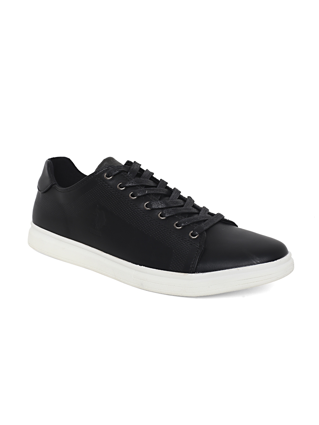 polo black leather sneakers