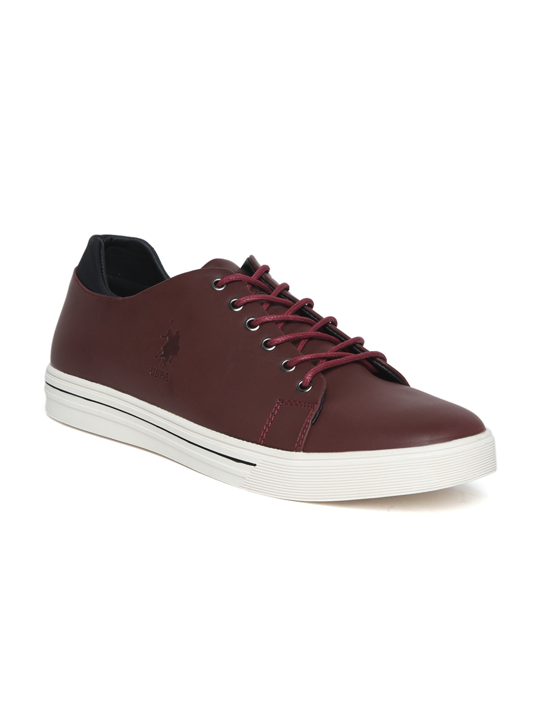 white and maroon sneakers