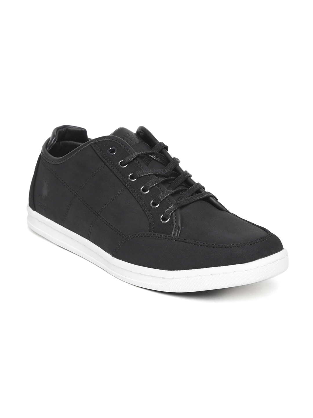 polo black leather sneakers