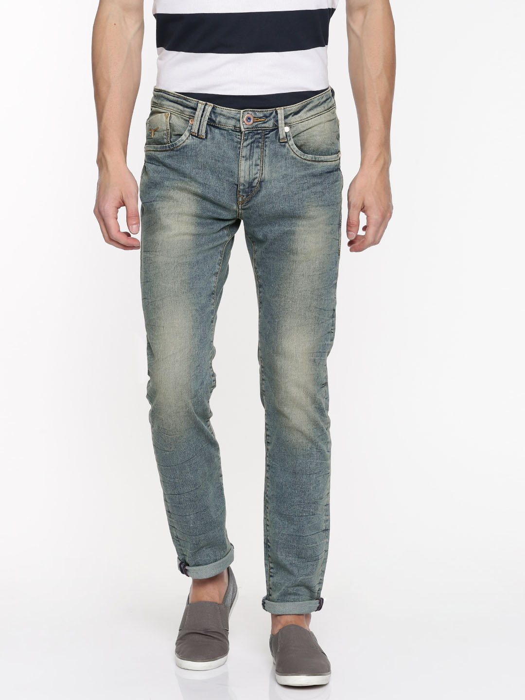 Buy Flying Machine Men Blue Skinny Fit Mid Rise Clean Look Stretchable