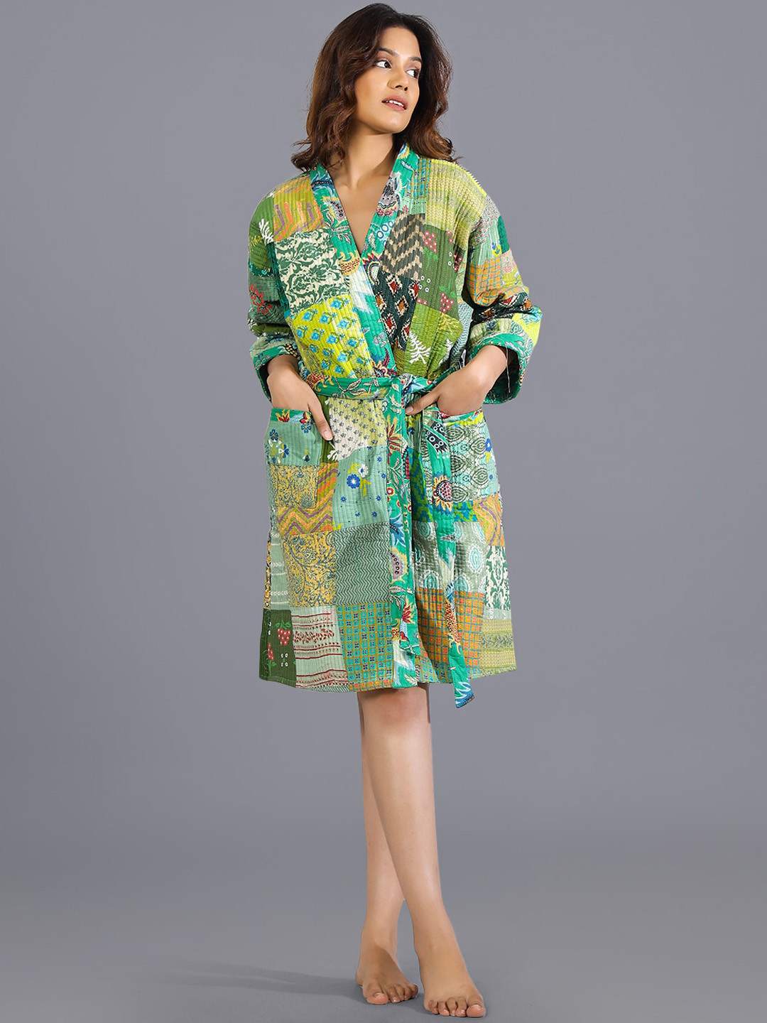 Buy HANDICRAFT PALACE Women Quilted Pure Cotton Bath Robe - Bath Robe ...