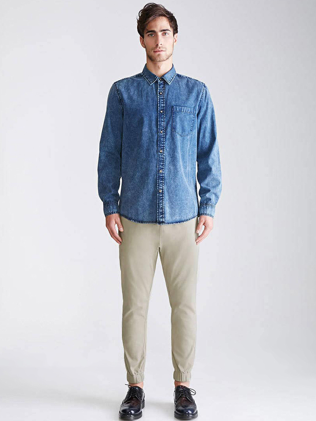 Buy FOREVER 21 Men Beige Regular Fit Solid Joggers - Trousers for Men 2407912 | Myntra