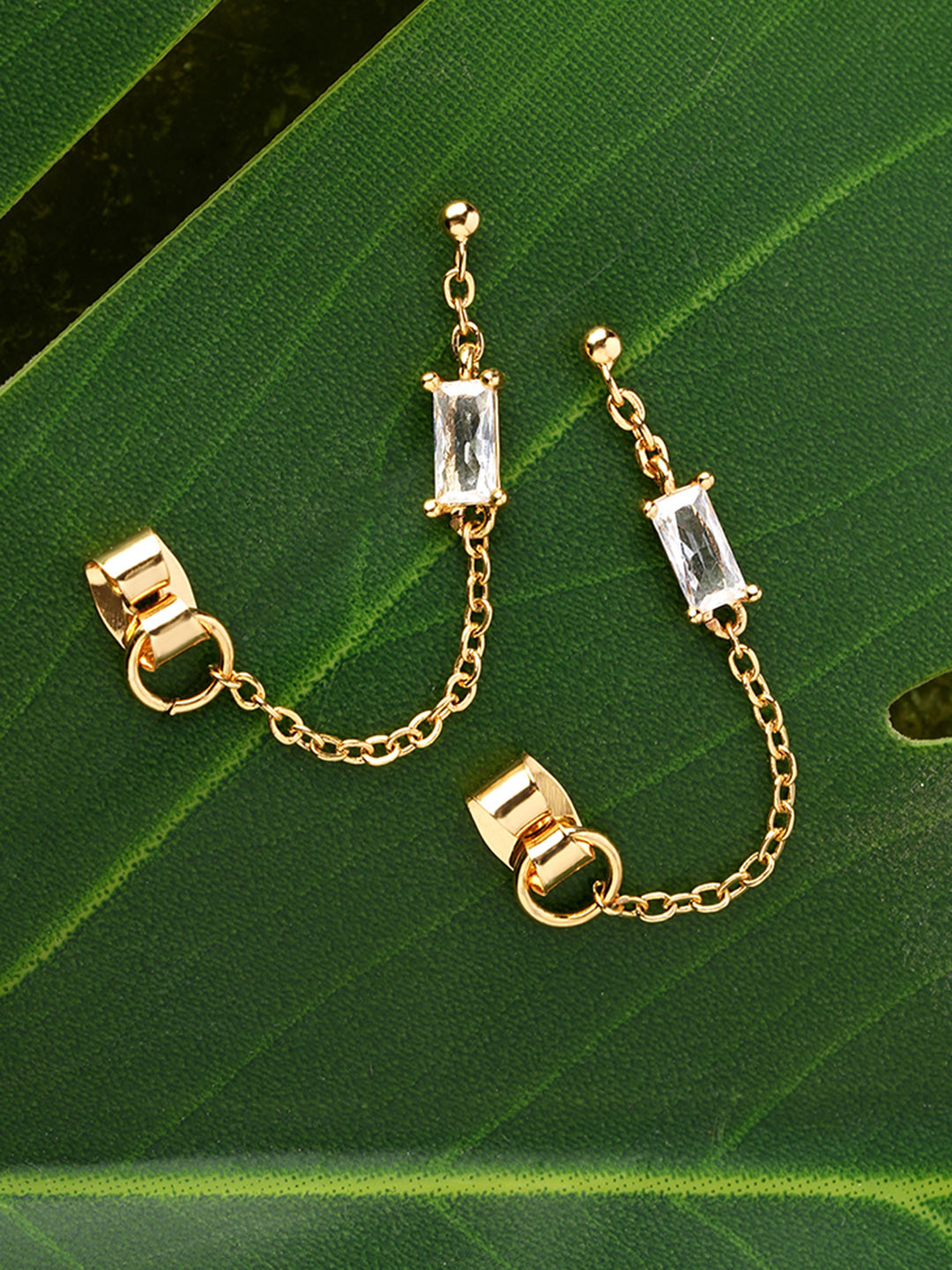 Buy Accessorize Gold Plated Gold Z Baguette Chain Earrings Earrings