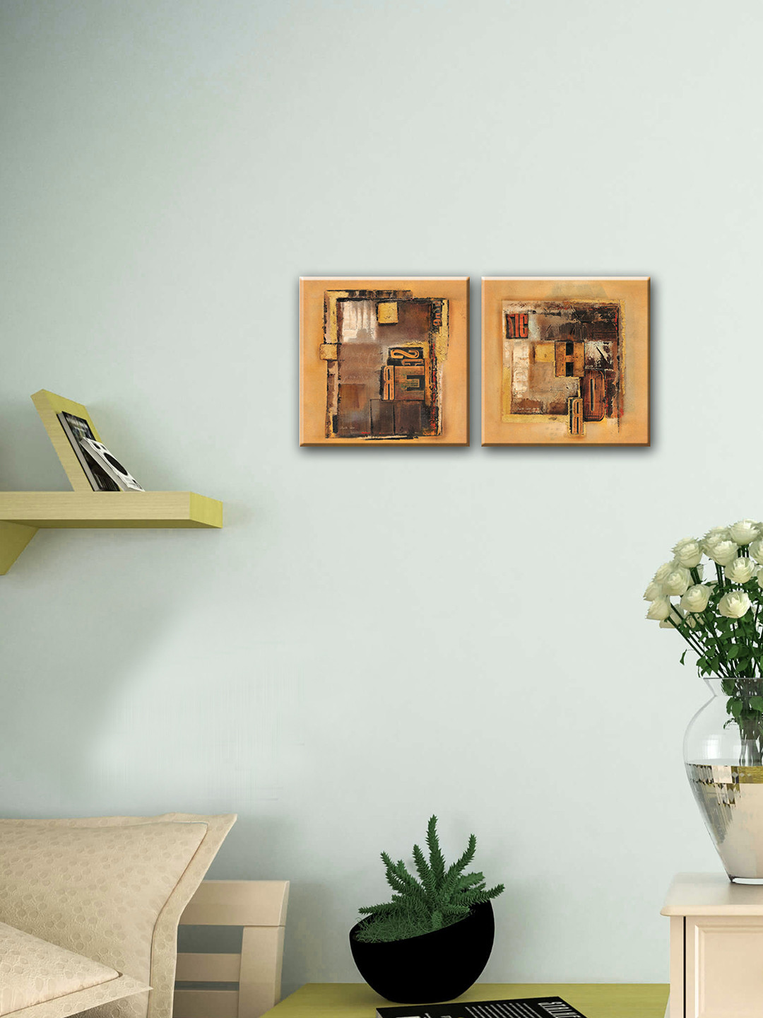 Buy Elegant Arts & Frames Beige Set Of 2 Abstract Wall Art Wall Art