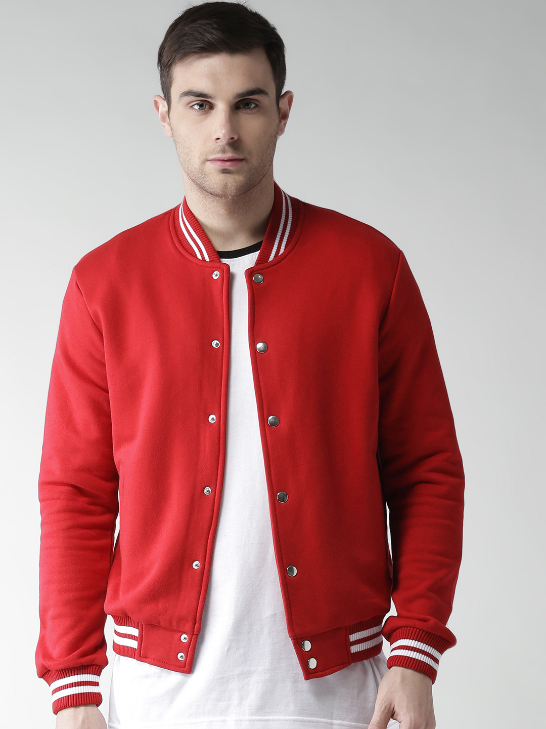 Buy FOREVER 21 Men Red Solid Bomber Jacket Jackets for Men 2408772