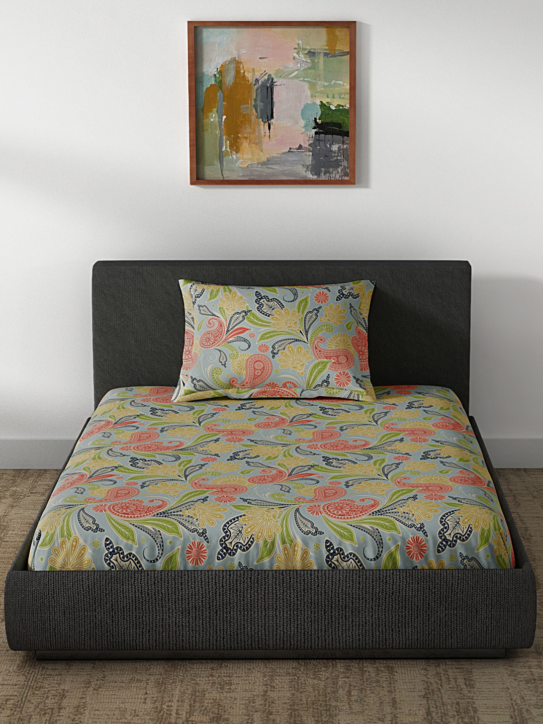 Buy CORE Designed By SPACES Multicoloured Cotton 1 Single Bedsheet With