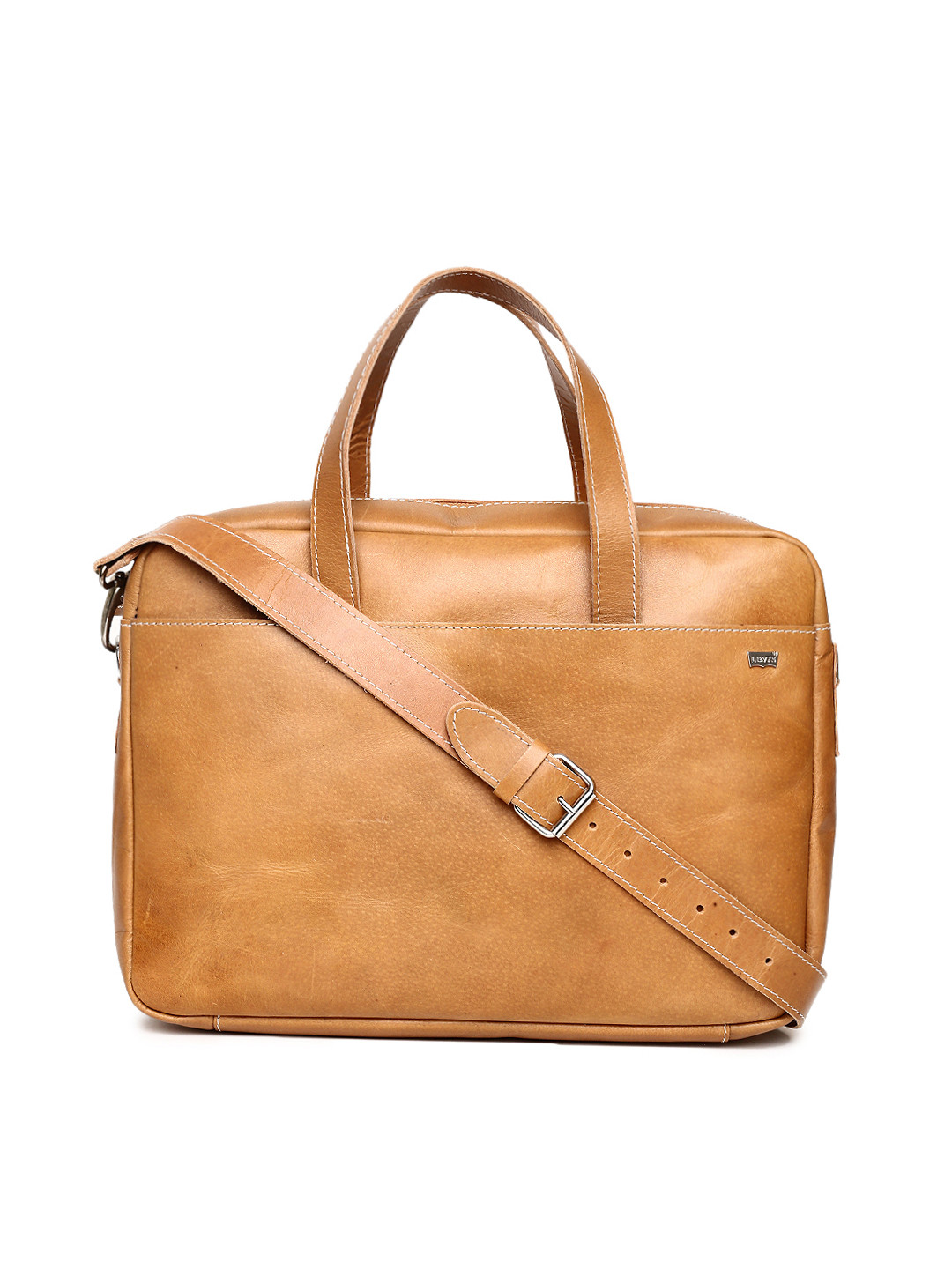 Buy Levis Men Tan Solid Leather Laptop Bag Laptop Bag for Men 2408932