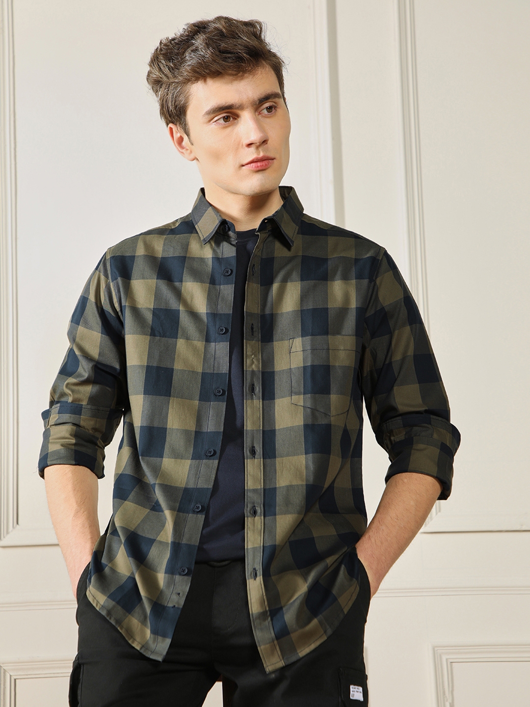 Buy Dennis Lingo Slim Fit Tartan Checked Casual Pure Cotton Shirt 