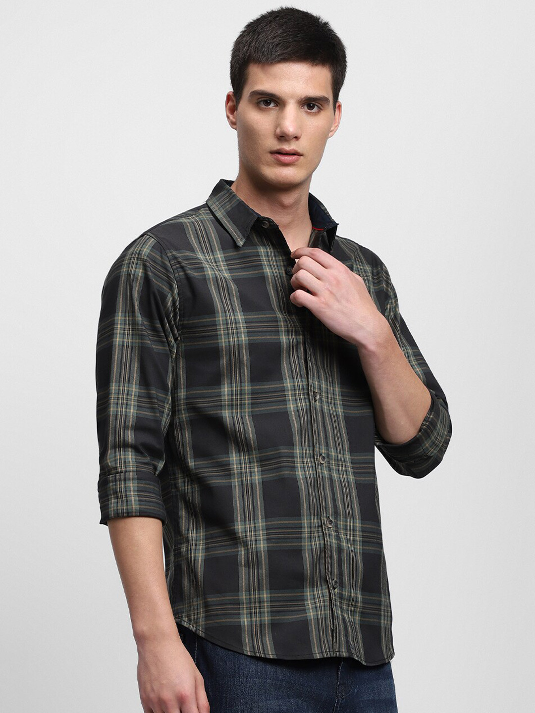 Buy Dennis Lingo Tartan Checks Checked Slim Fit Cotton Casual Shirt