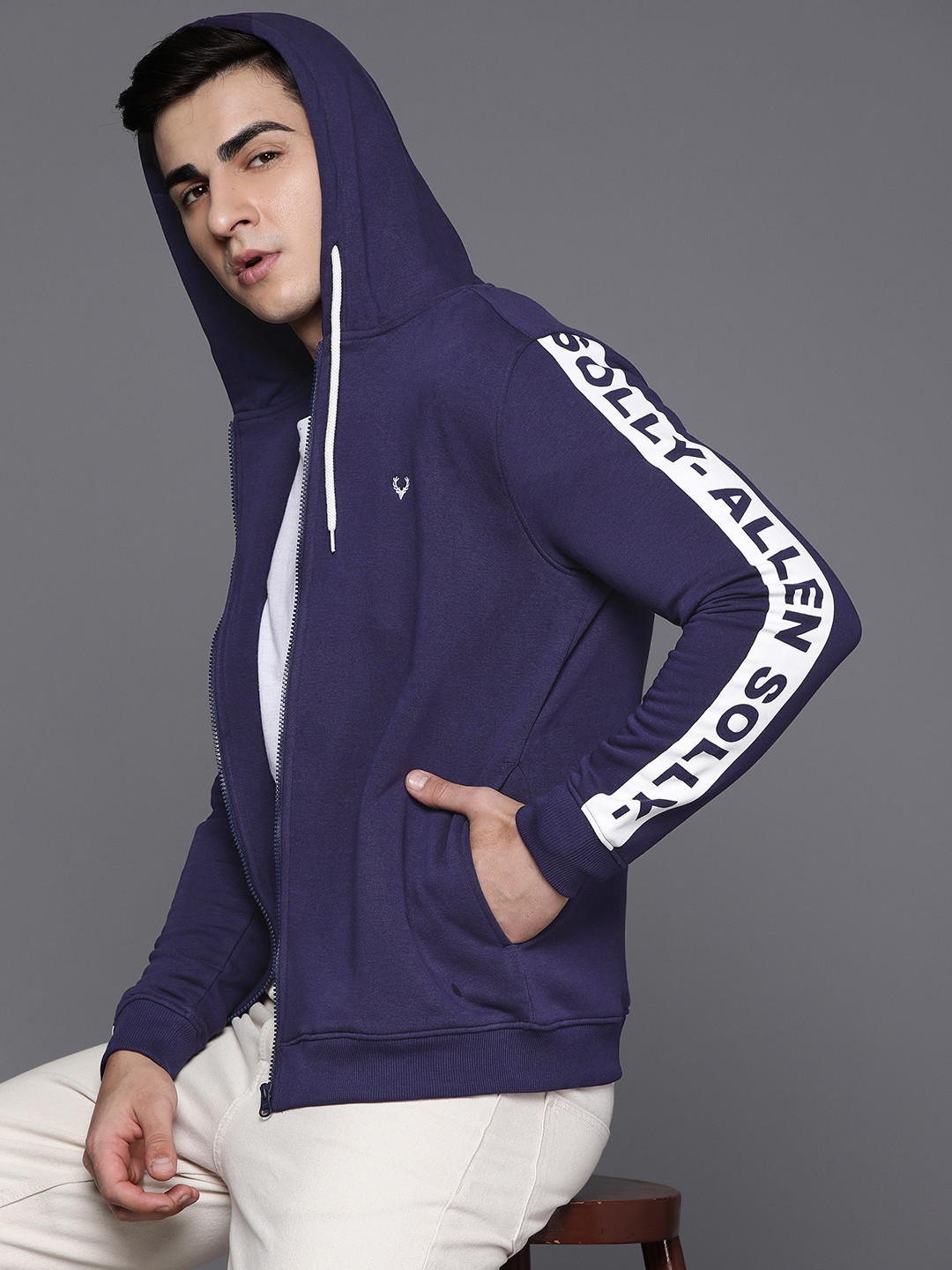 Buy Allen Solly Brand Logo Printed Hooded Sweatshirt Sweatshirts for